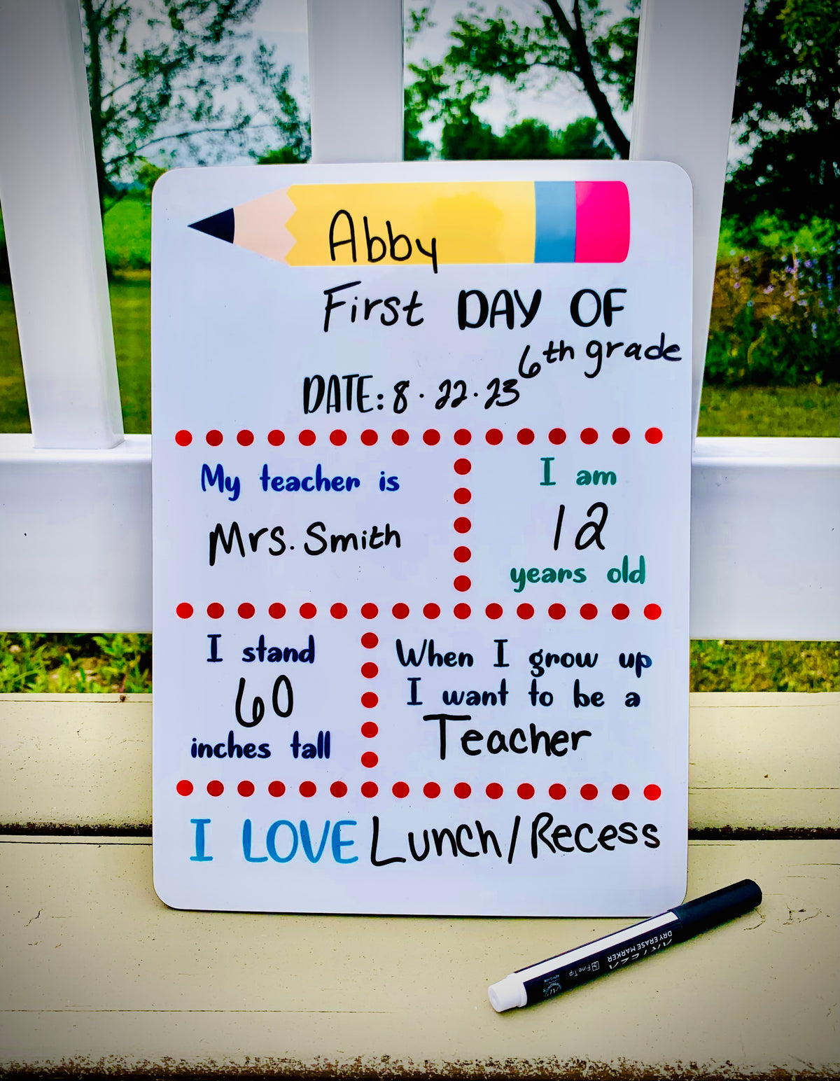 School Milestone Dry Erase Board